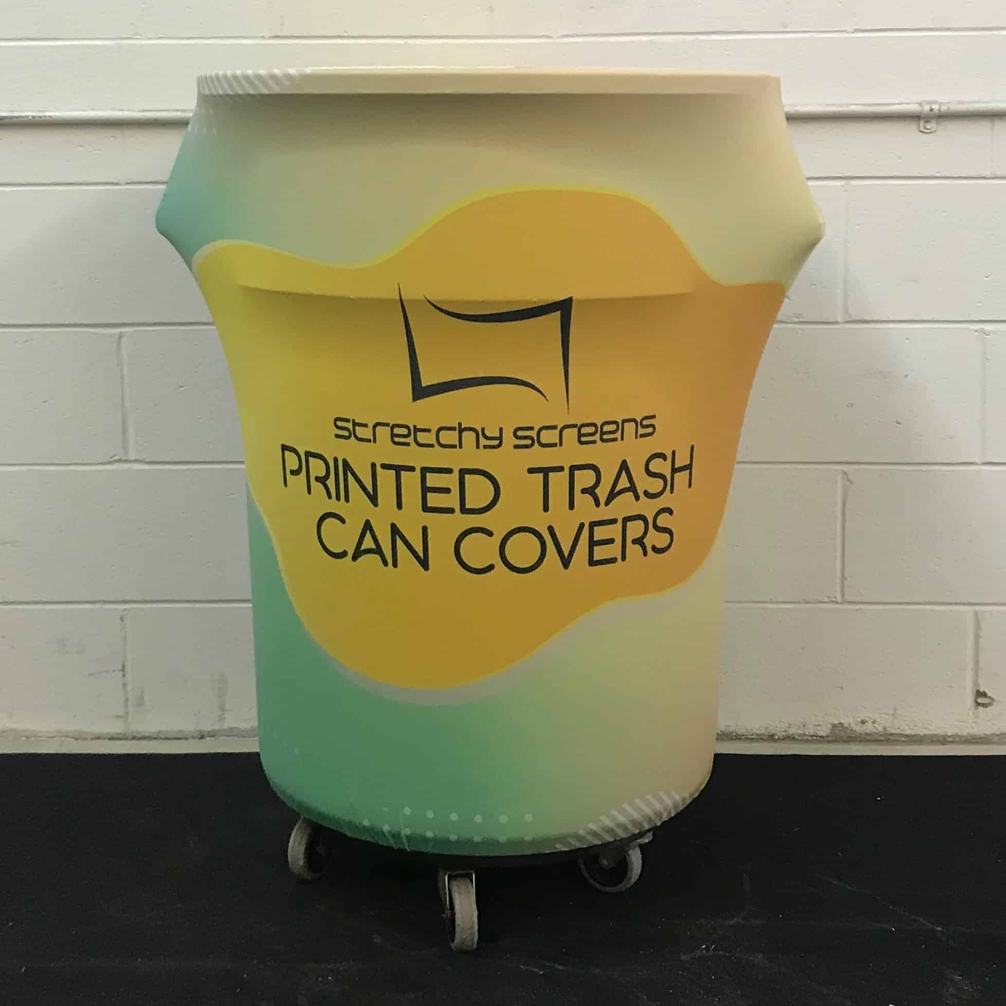 Custom Printed Trash Can Cover - 55 Gallon Garbage Can Cover - StretchyScreens