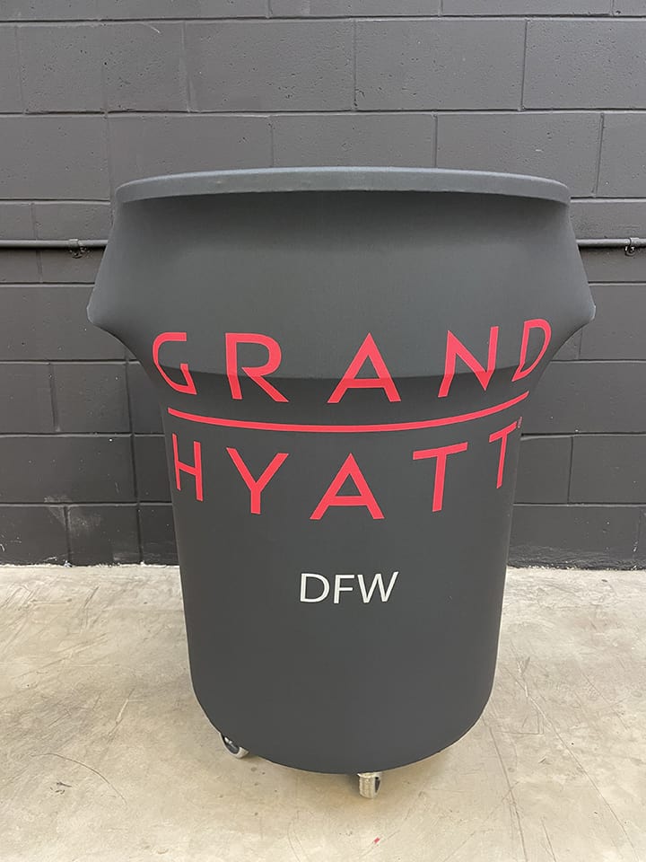 Custom Printed Trash Can Cover - 55 Gallon Garbage Can Cover - StretchyScreens