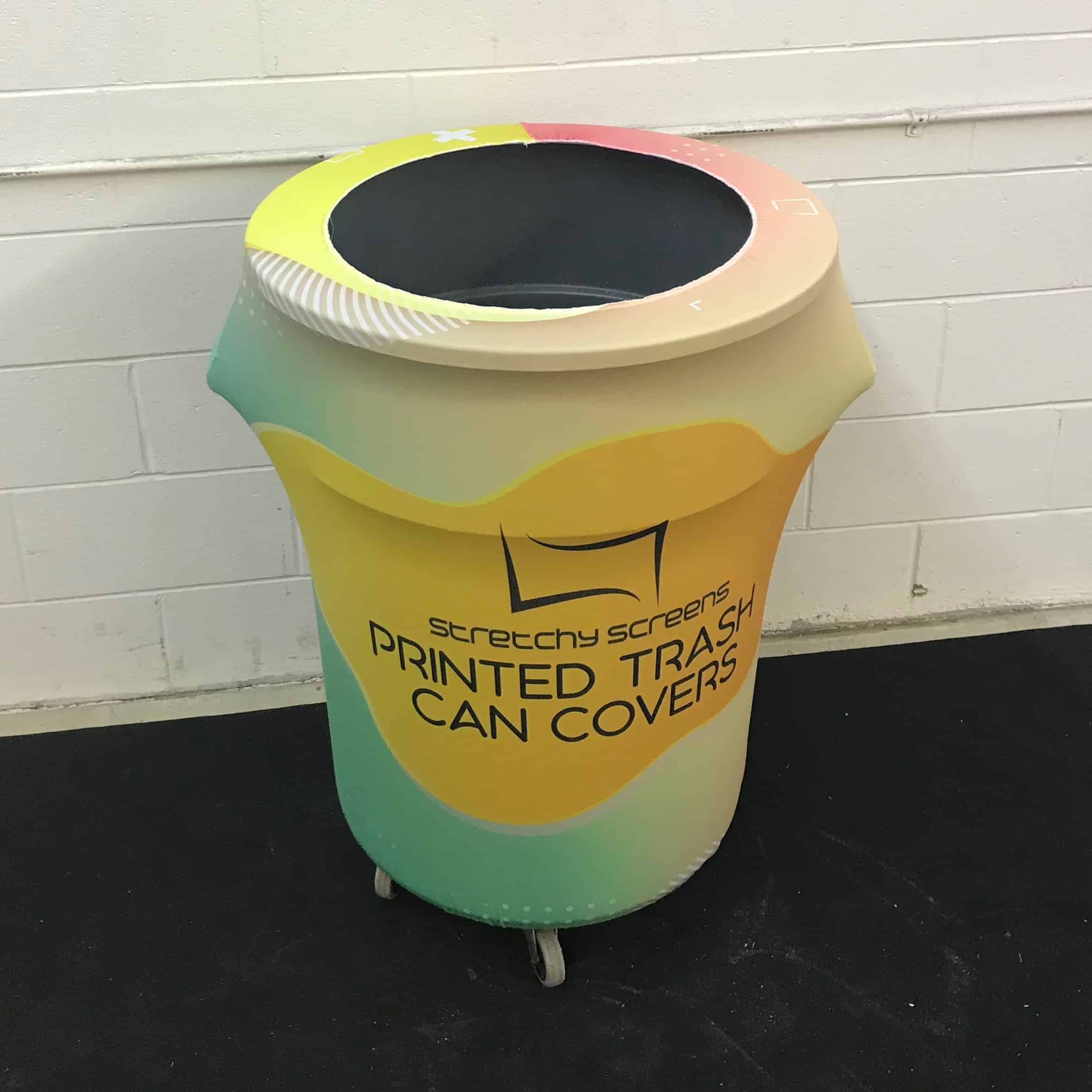 Custom Printed Trash Can Cover - 55 Gallon Garbage Can Cover - StretchyScreens