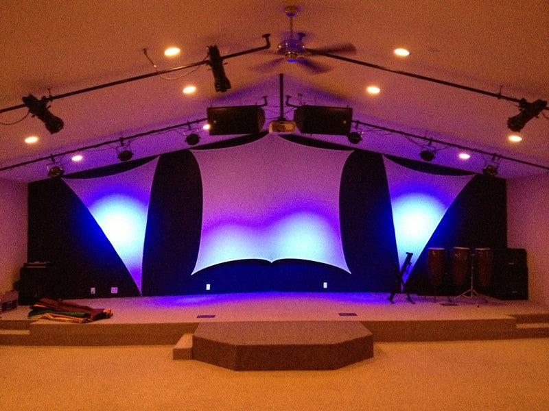 stretch shapes being used for church backdrop
